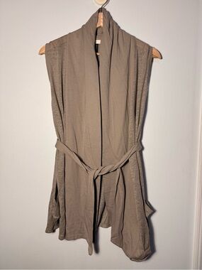 Hoss Intropia Linen Sleeveless Open Front Belted Cardigan Vest size L